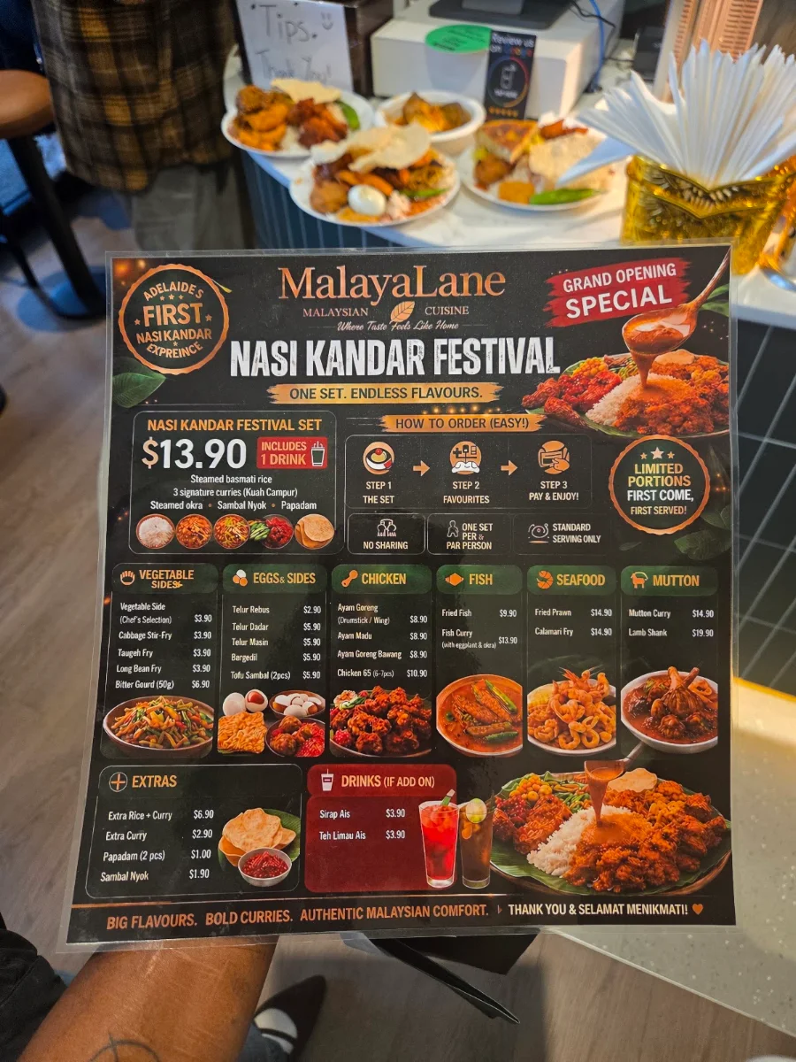 Menu, MalayaLane