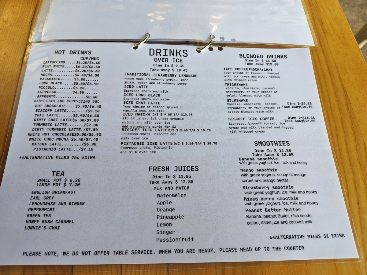 Menu, The Windmill Bargara
