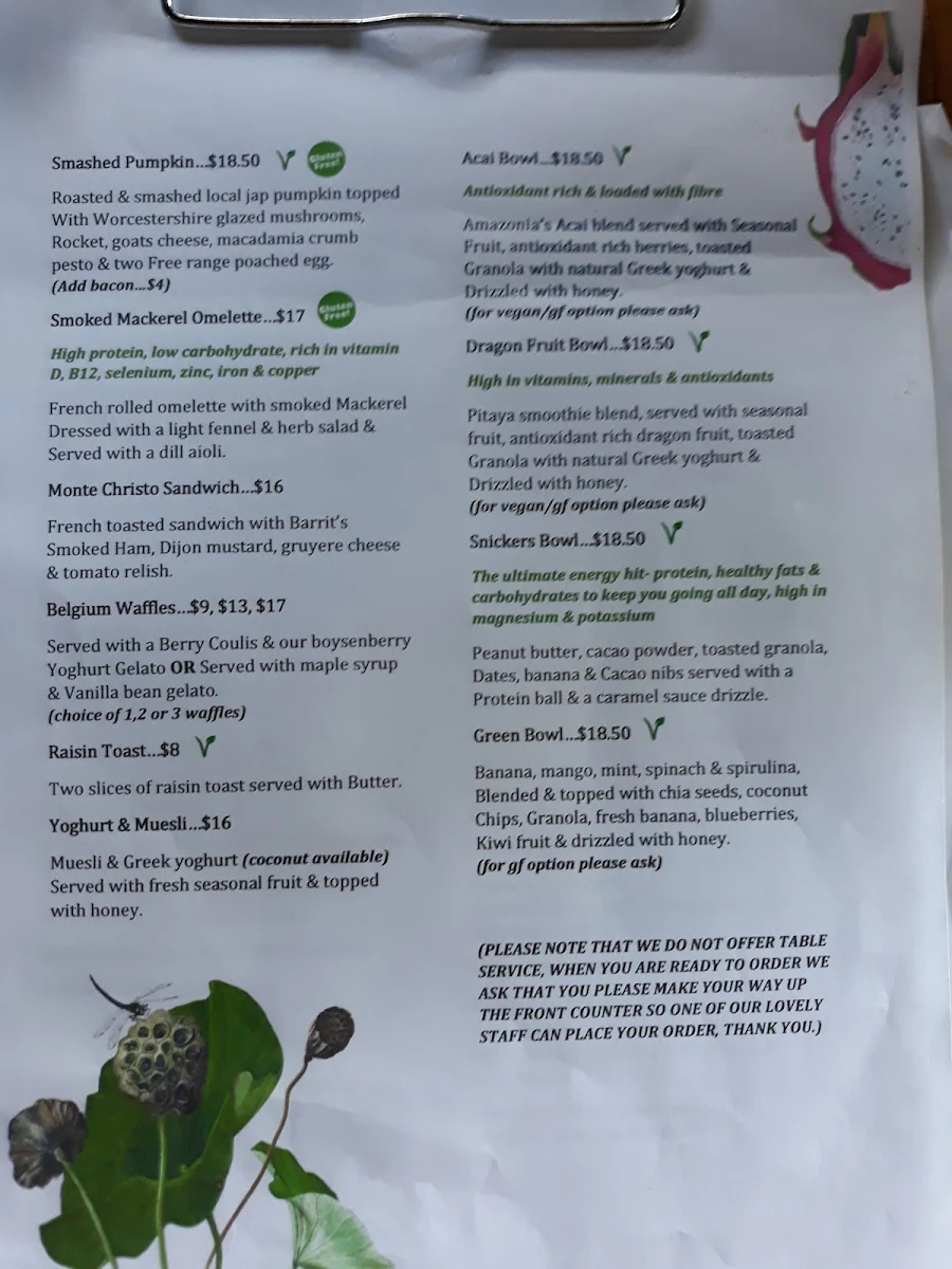 Menu, The Windmill Bargara