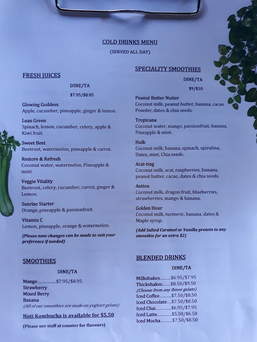 Menu, The Windmill Bargara