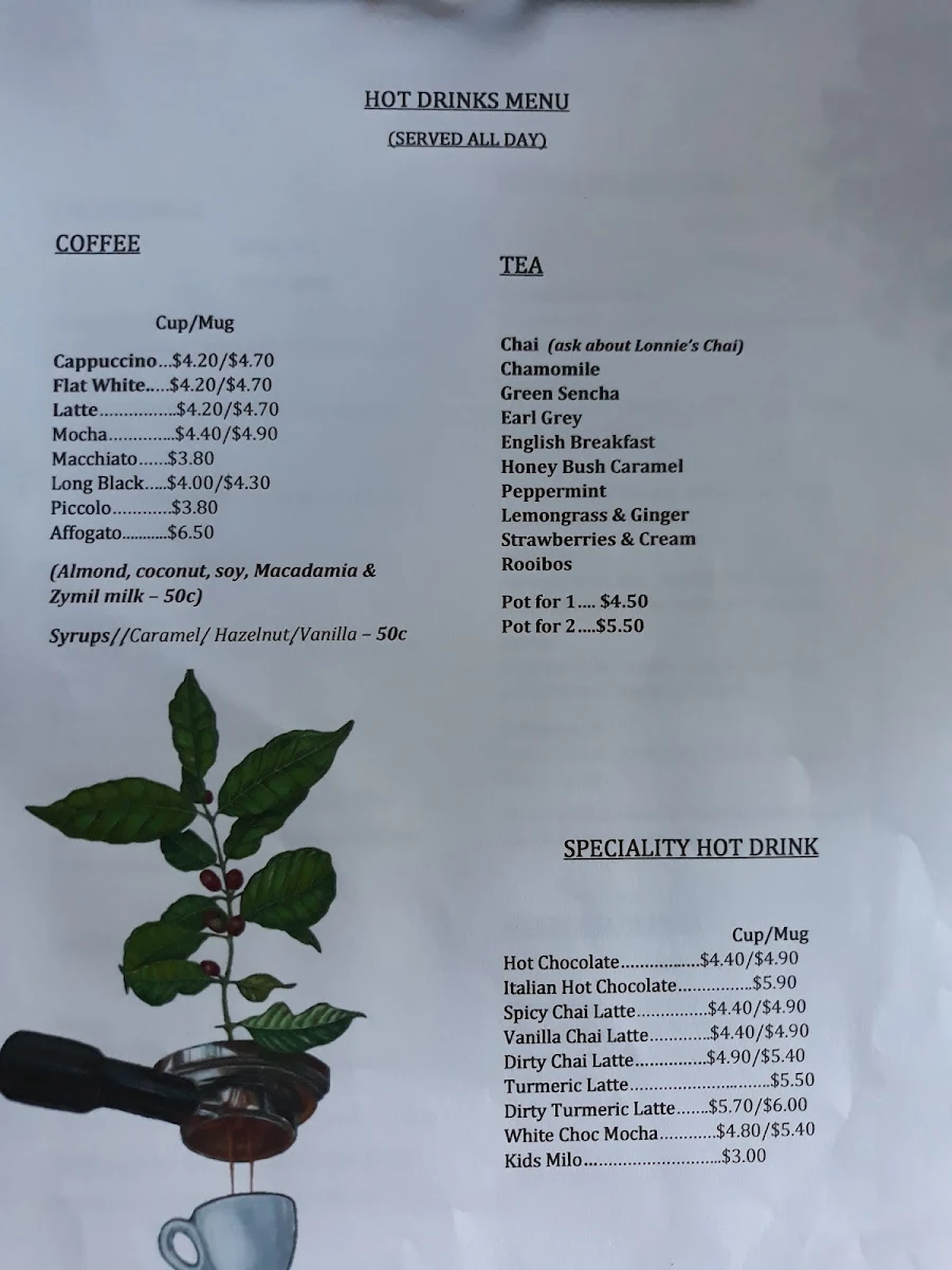 Menu, The Windmill Bargara