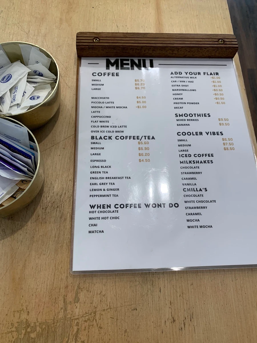 Menu, Russo's Coffee Bar