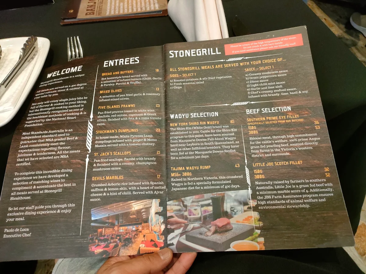 Menu, Stonegrill Steakhouse