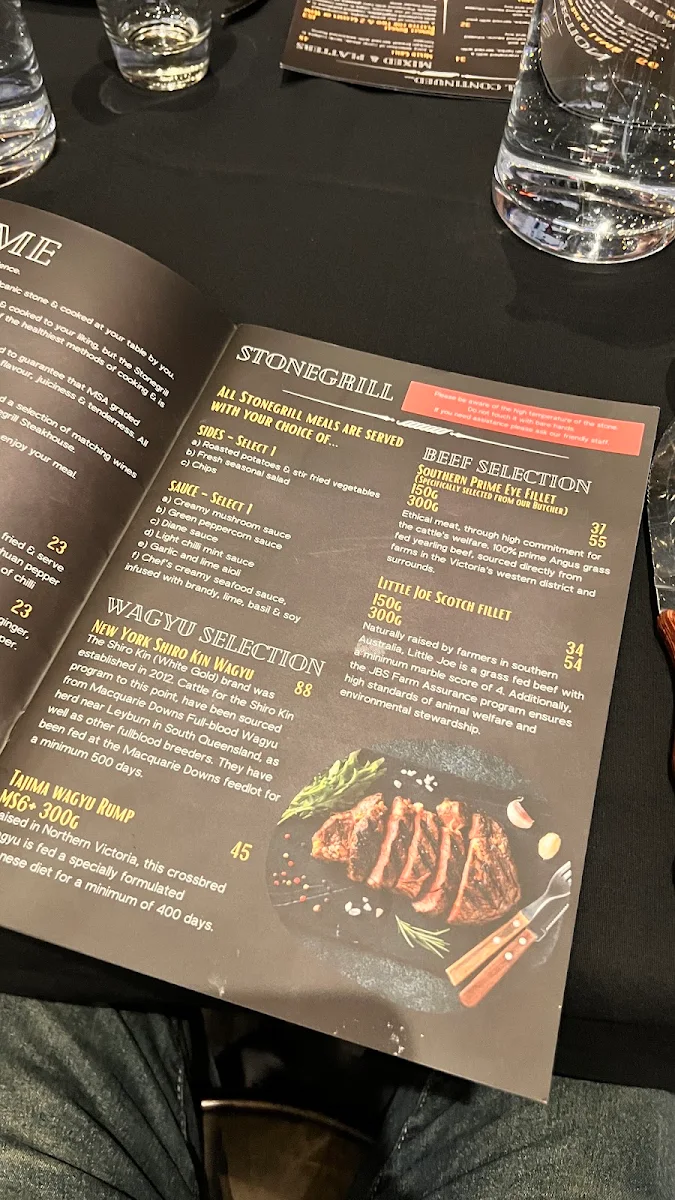 Menu, Stonegrill Steakhouse