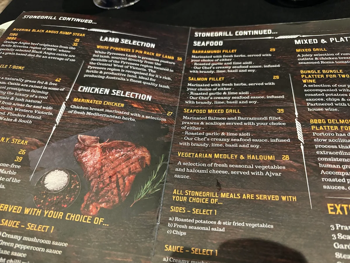 Menu, Stonegrill Steakhouse