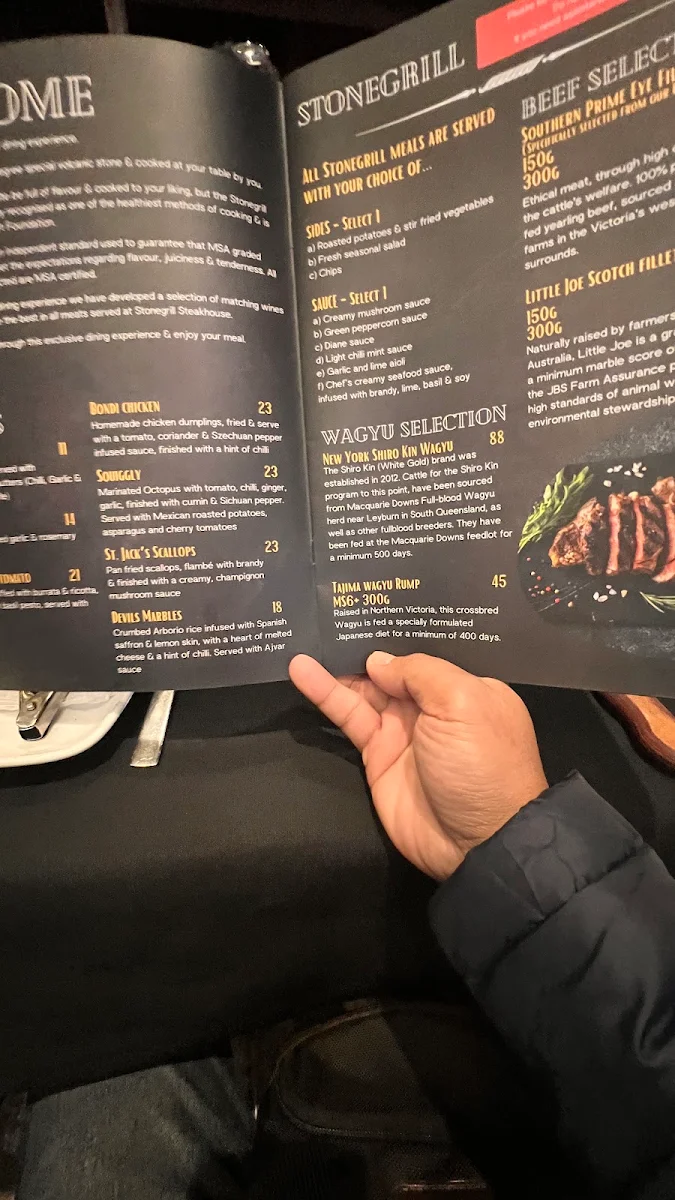 Menu, Stonegrill Steakhouse