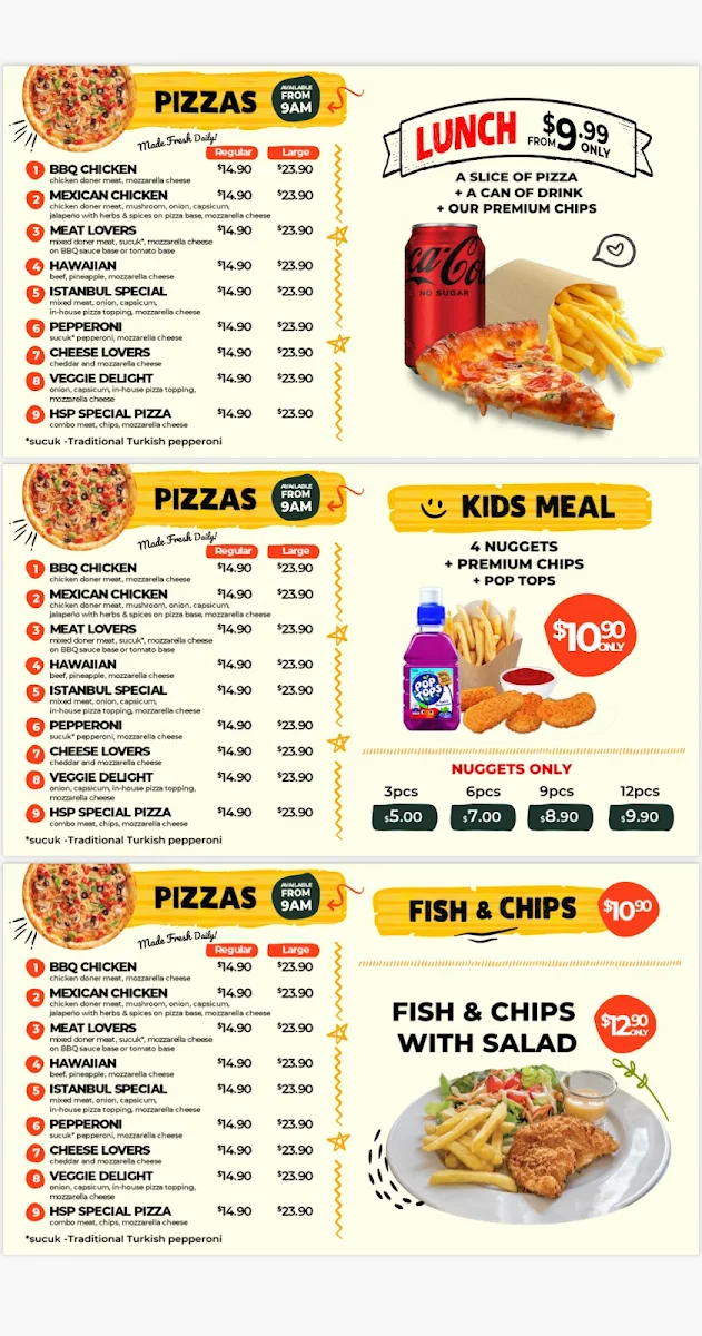 Menu, Istanbul Kebabs & Pizza