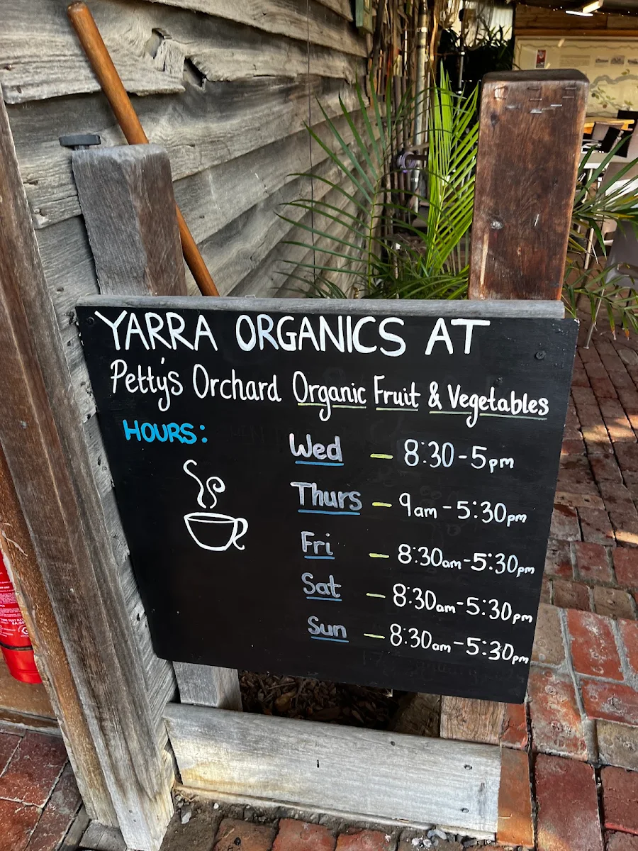 Menu, Yarra Organics