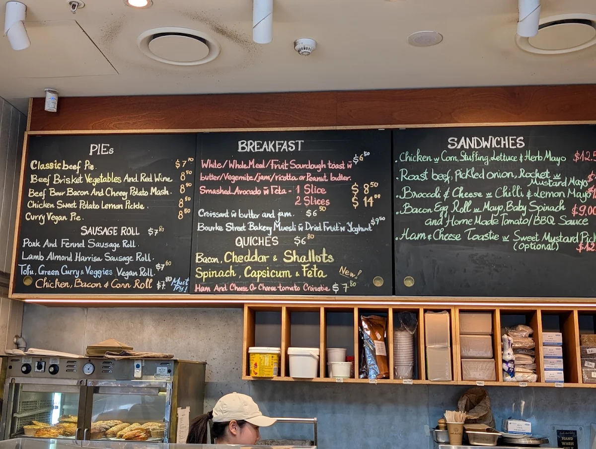 Menu, Bourke Street Bakery North Sydney