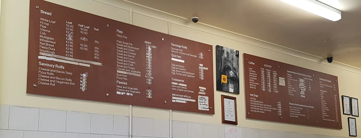 Menu, Longbeach Bakery
