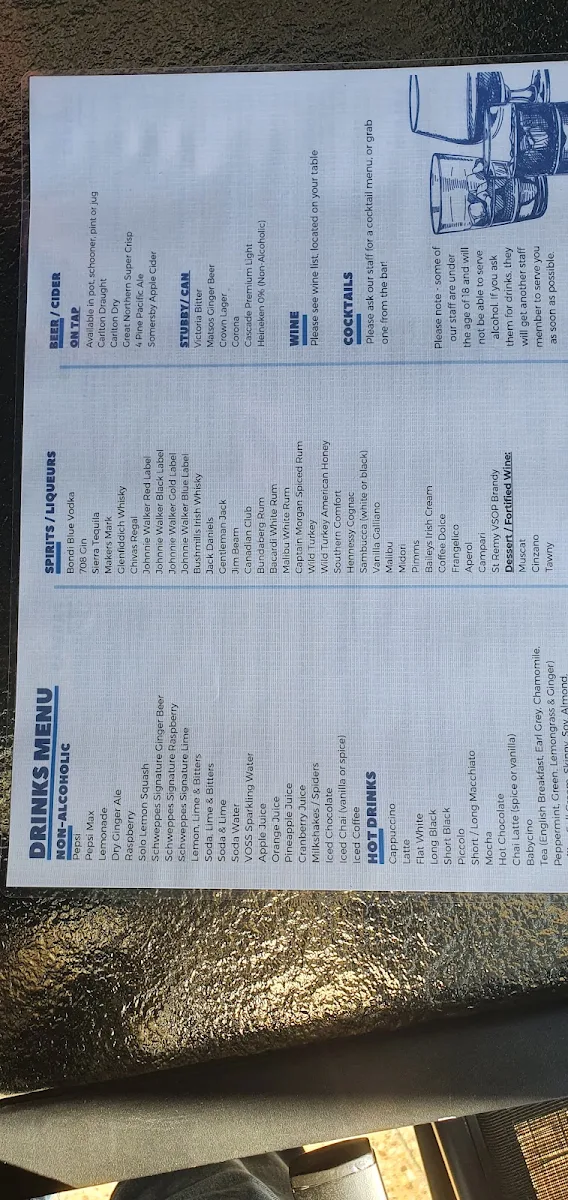 Menu, Tides Bar and Grill
