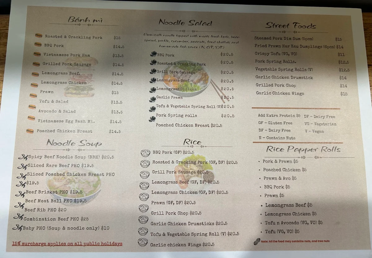 Menu, Tia's Banh Mi