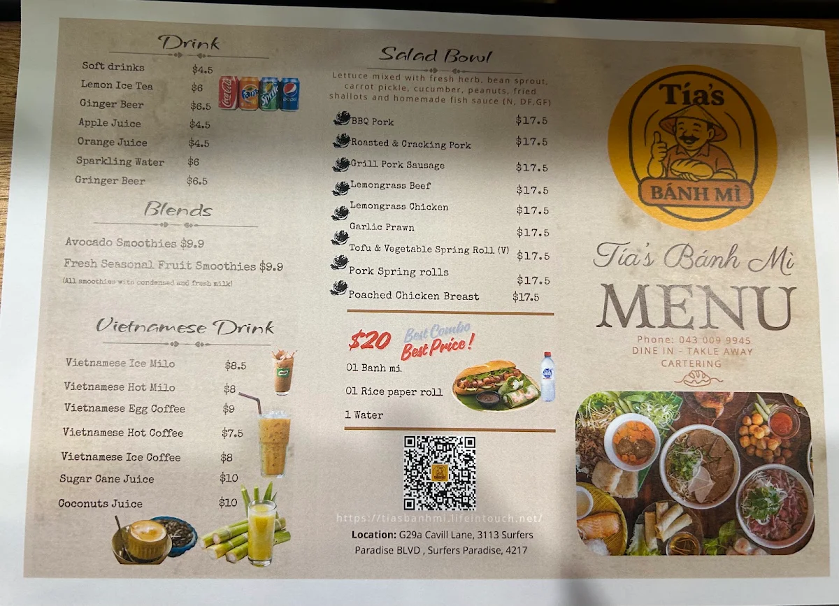 Menu, Tia's Banh Mi