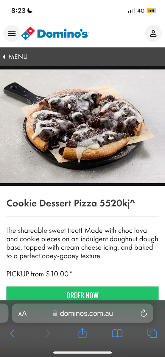 Menu, Domino's Pizza Spearwood