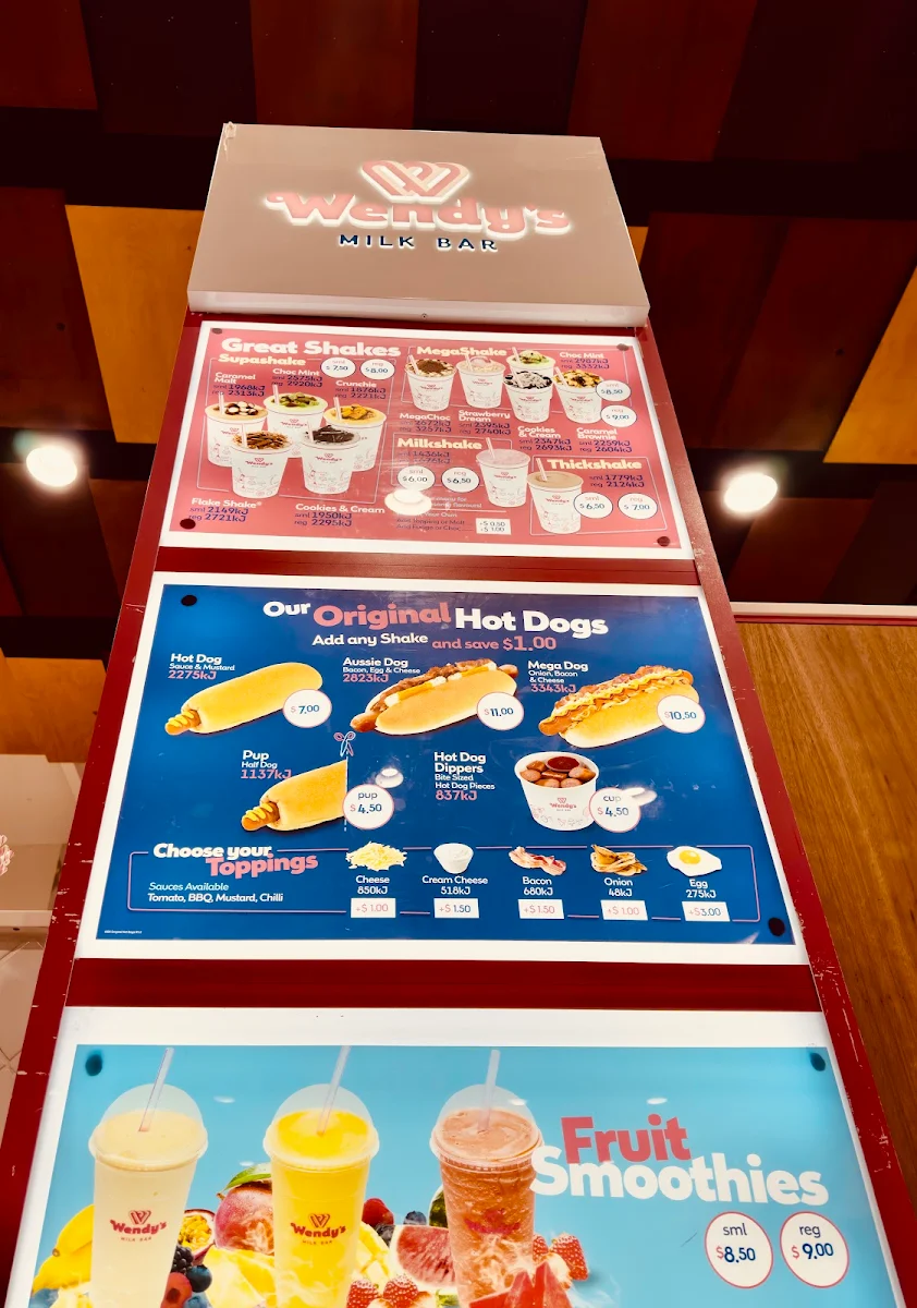 Menu, Wendy's Milk Bar