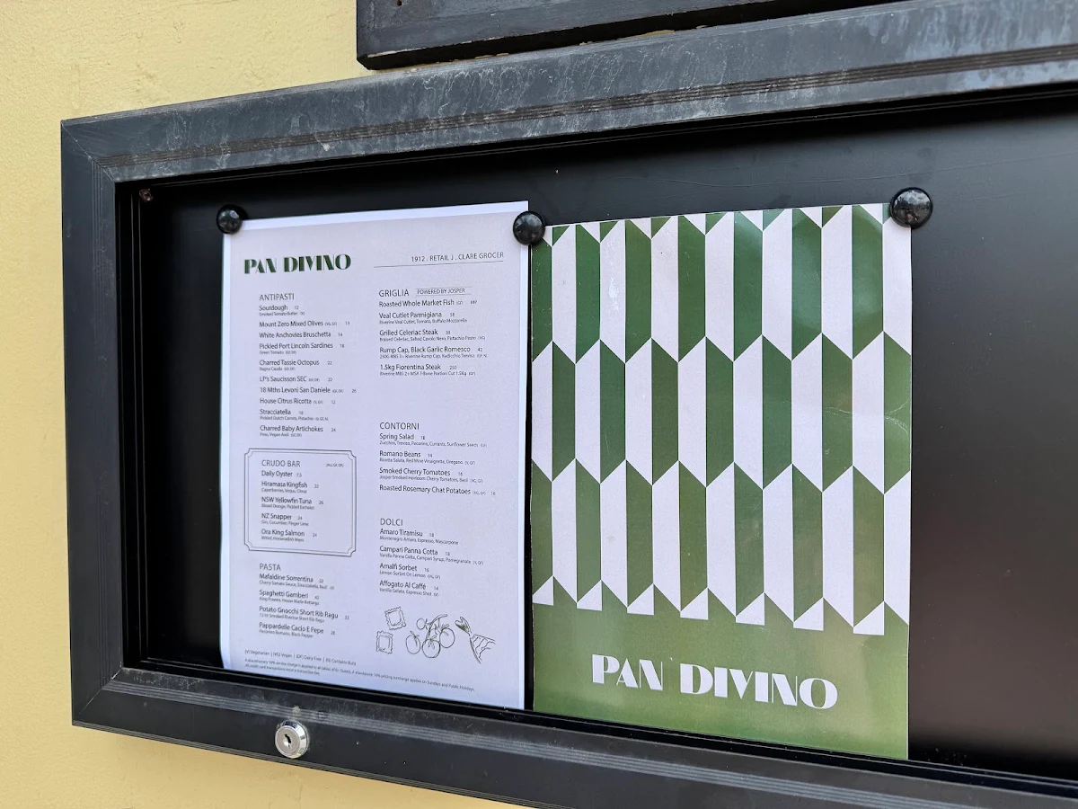 Menu, Pan Divino