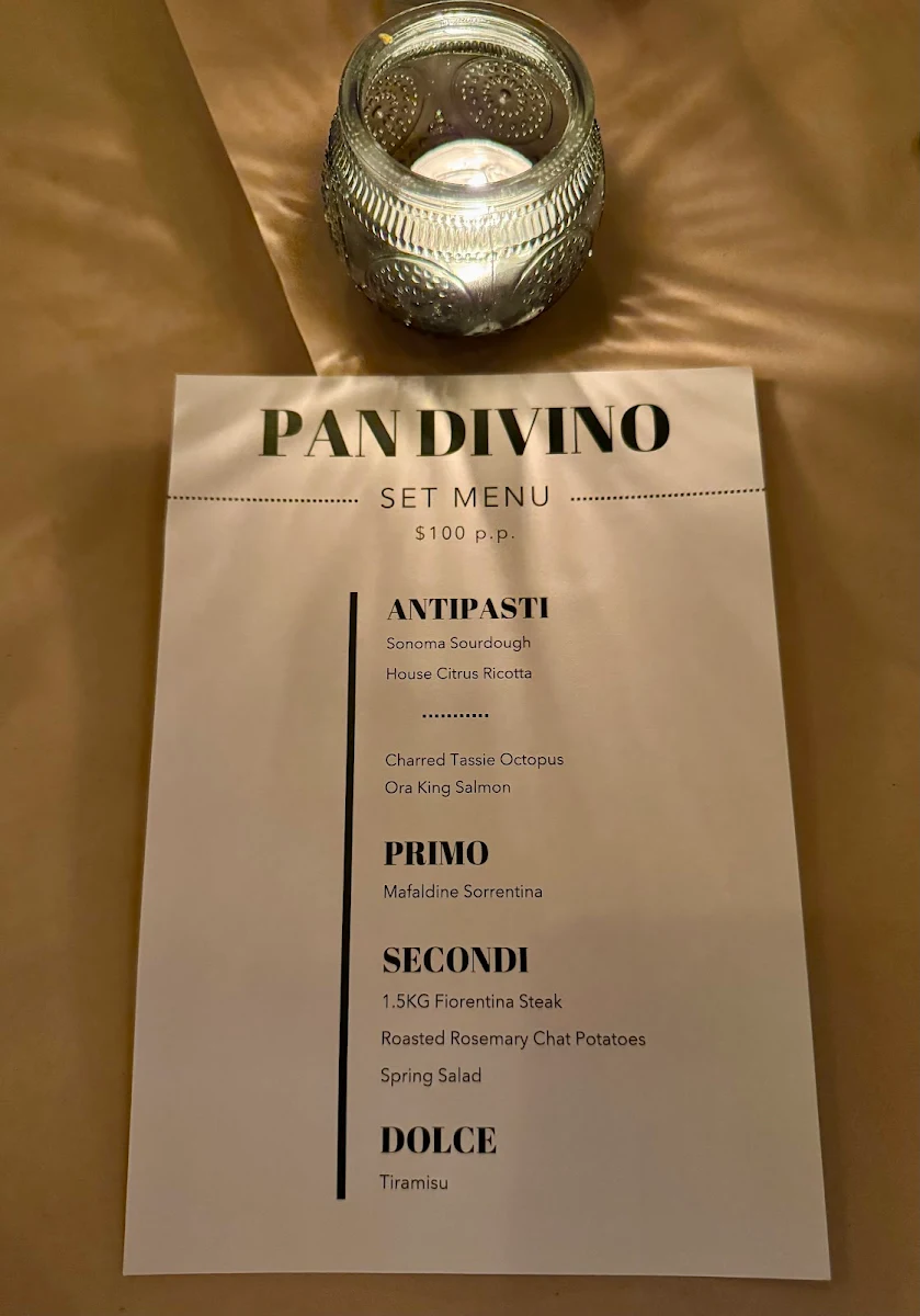 Menu, Pan Divino