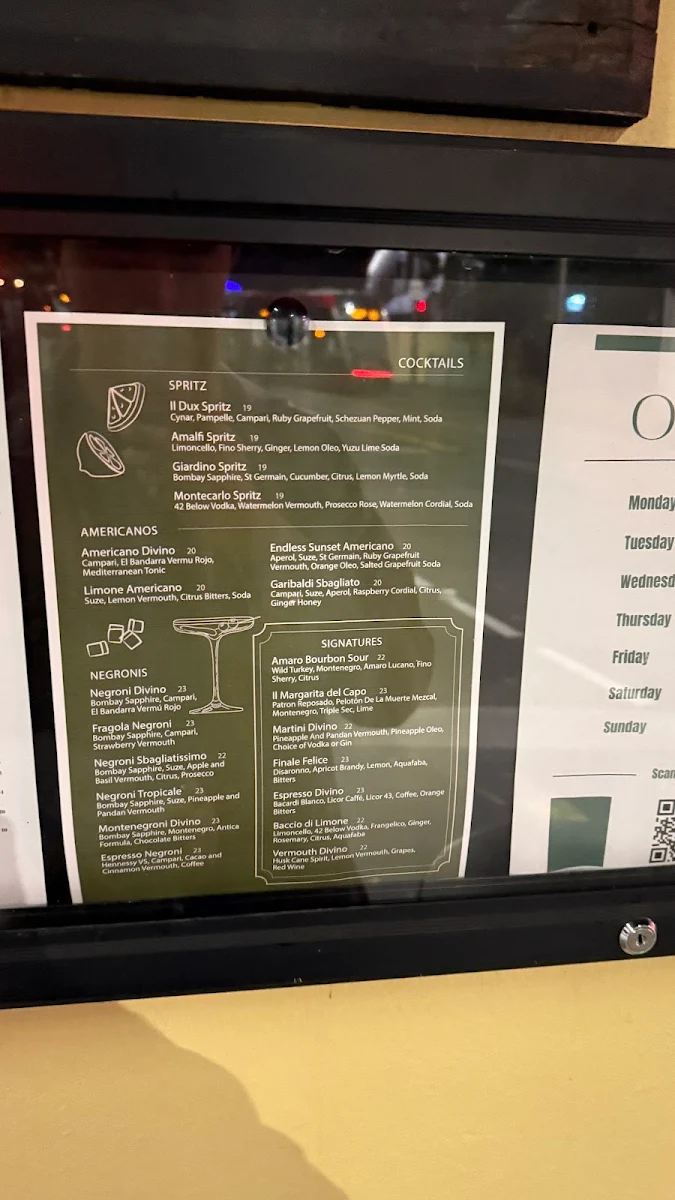 Menu, Pan Divino