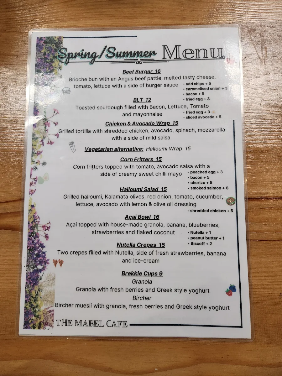 Menu, The Mabel