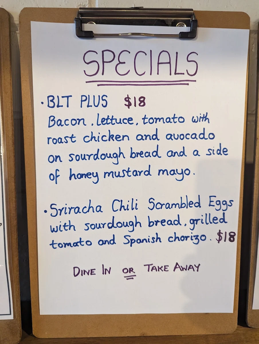 Menu, The Mabel