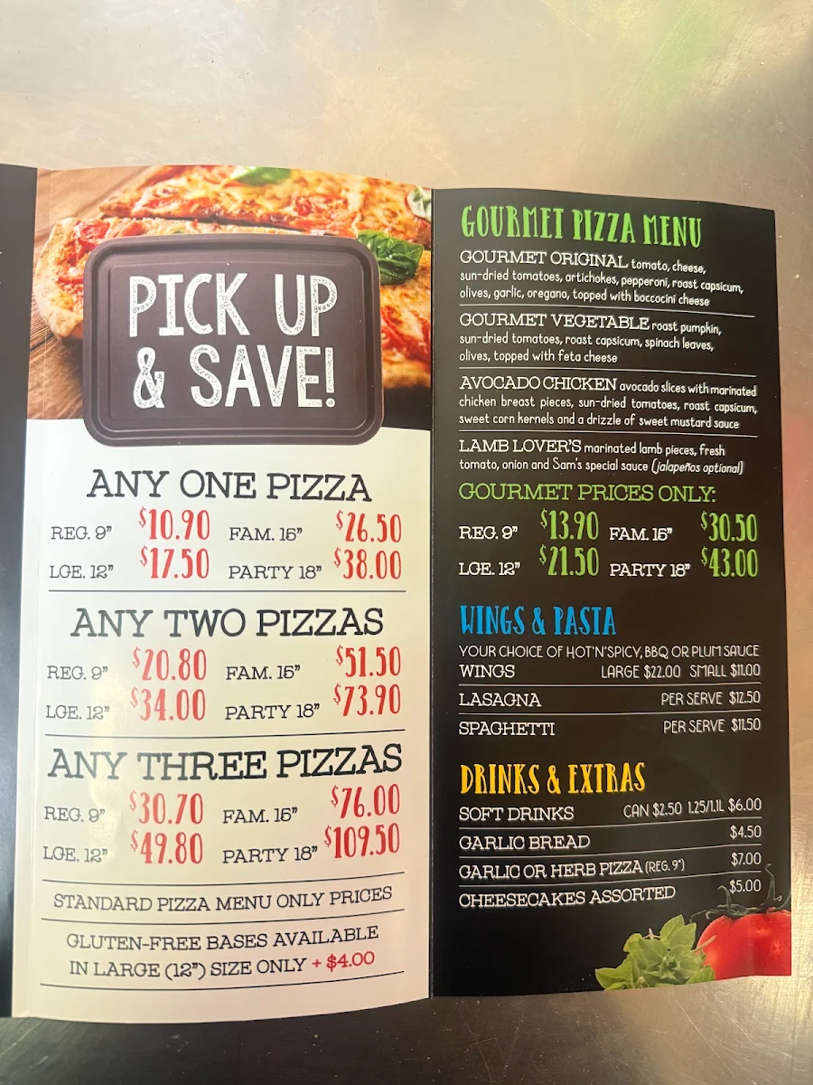 Menu, Pizza Chef