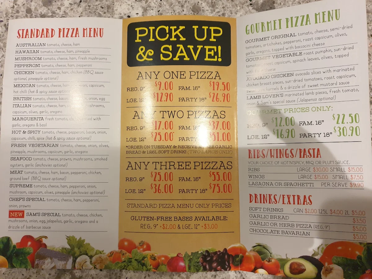 Menu, Pizza Chef