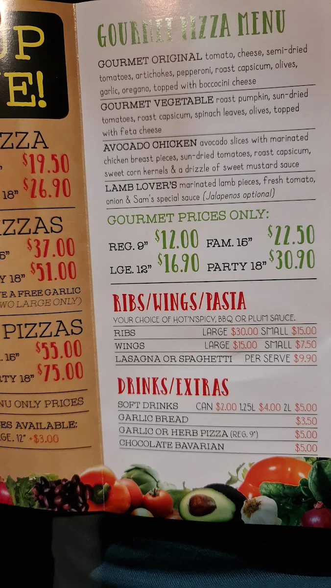 Menu, Pizza Chef