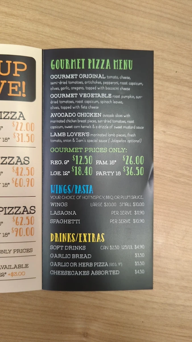 Menu, Pizza Chef