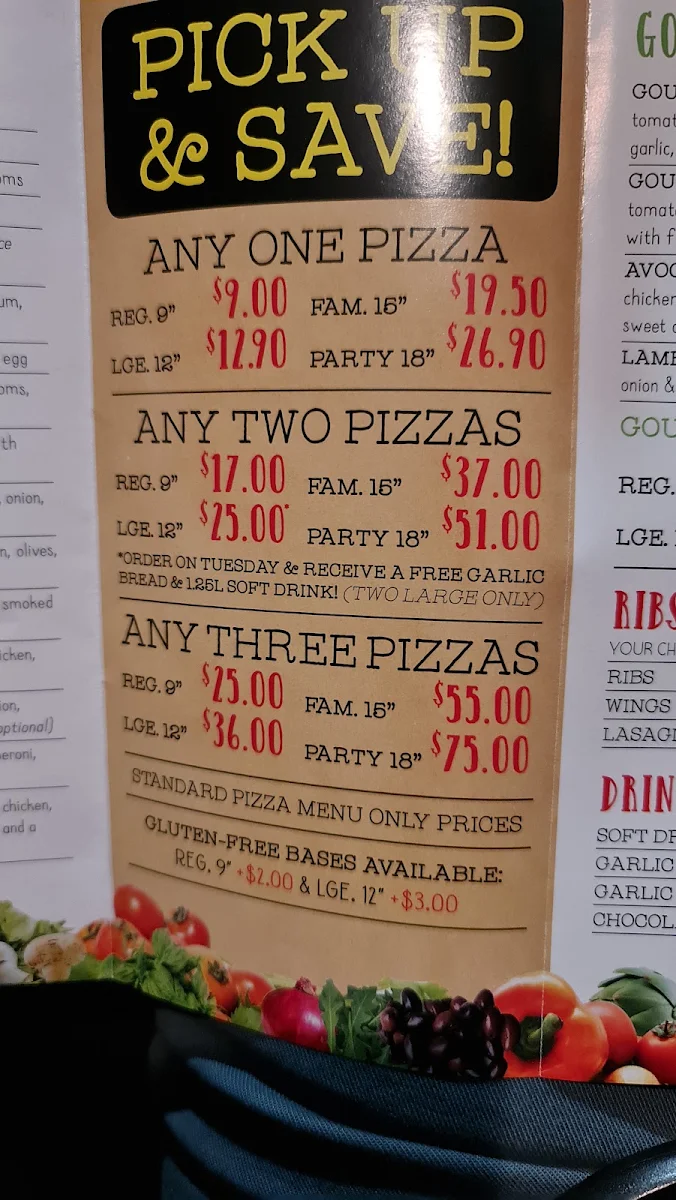 Menu, Pizza Chef