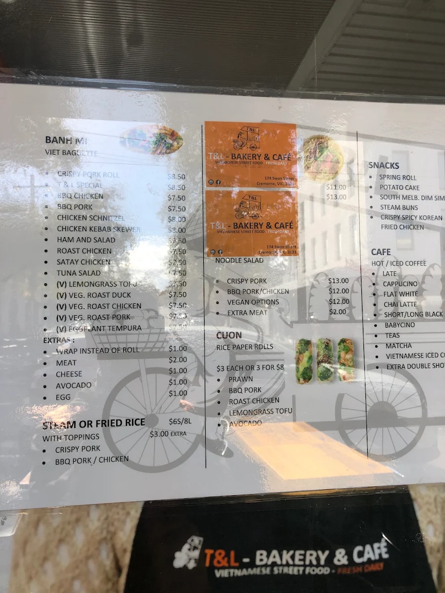 Menu, T&L - Bakery & Café