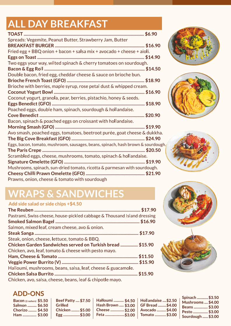 Menu, Caffeine Cove Wyoming