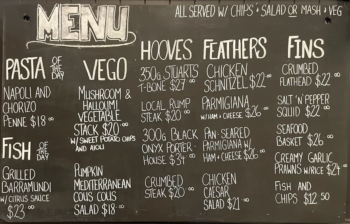Menu, Commercial Hotel