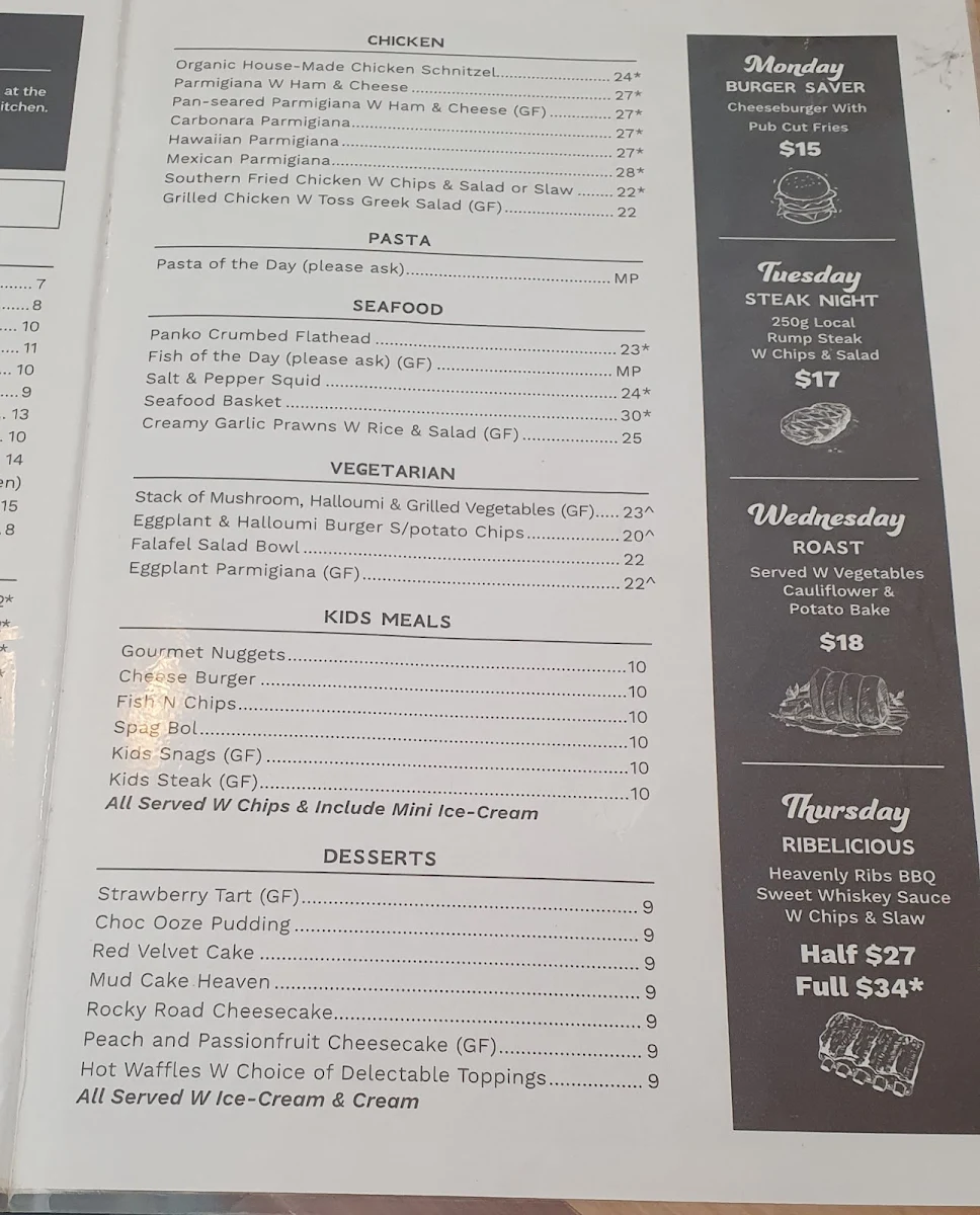 Menu, Commercial Hotel