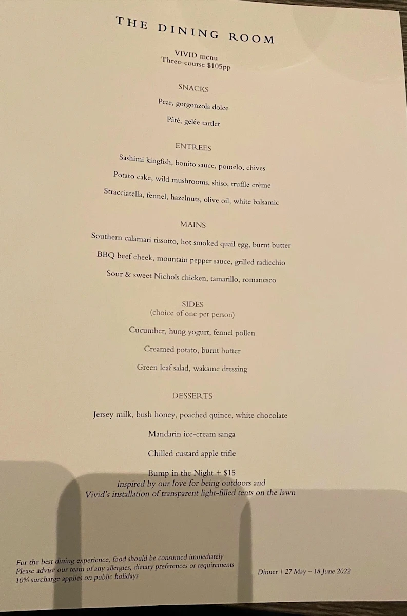 Menu, The Dining Room by James Viles