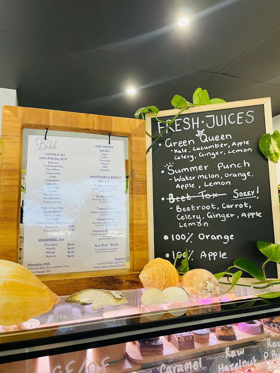 Menu, Bahlu Coffee & Acai Bar