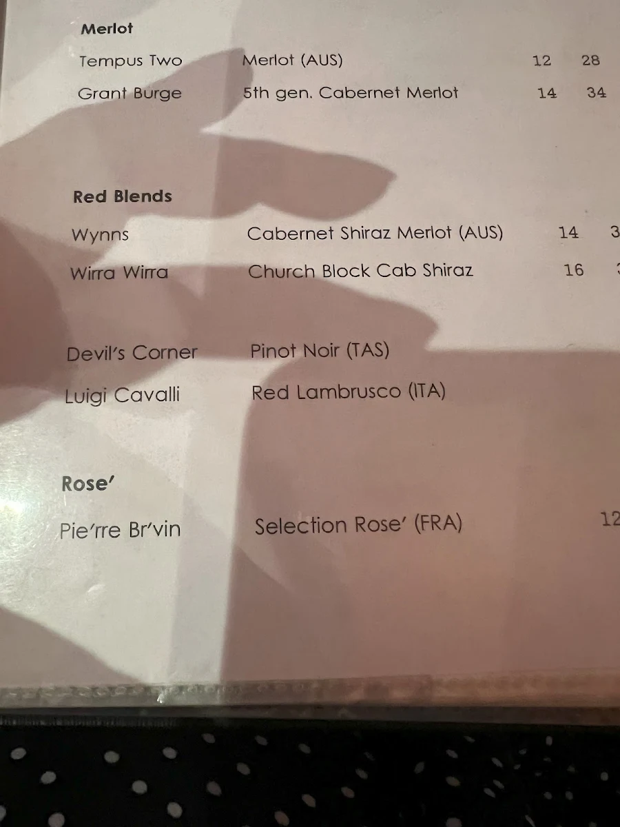 Menu, Bruno's Italian Restaurant & Take-Away