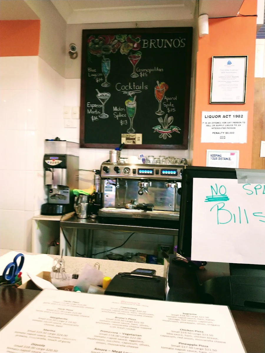 Menu, Bruno's Italian Restaurant & Take-Away