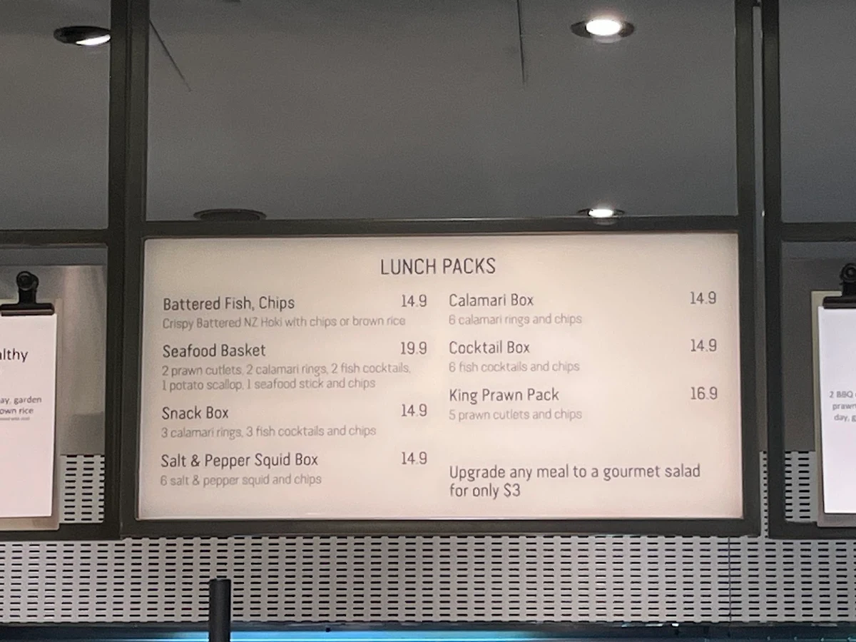 Menu, Costi's Fish & Chips Barangaroo