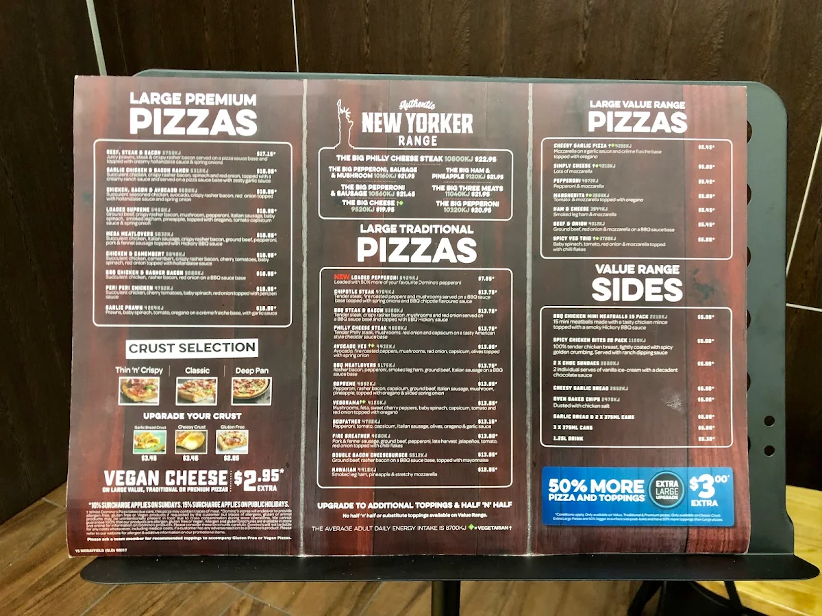 Menu, Domino's Pizza Morayfield