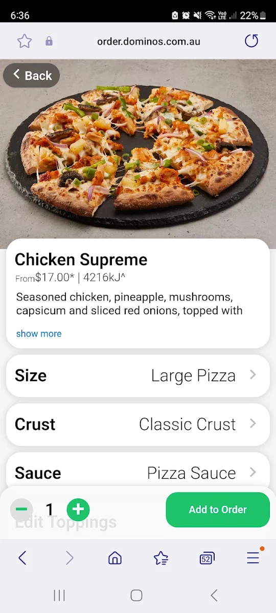 Menu, Domino's Pizza Morayfield