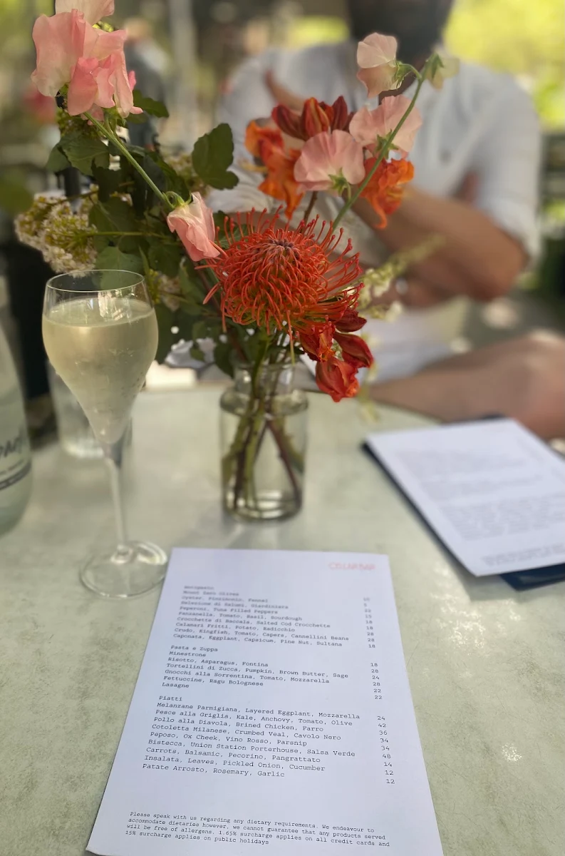 Menu, Florentino Cellar Bar