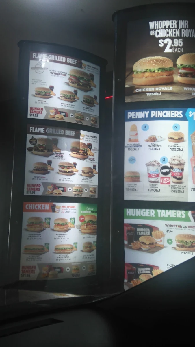 Menu, Hungry Jack's Burgers Strathpine