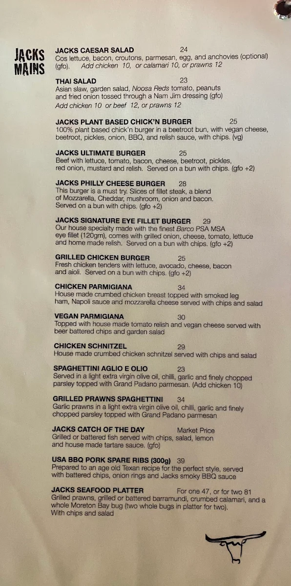 Menu, Laguna Jacks Restaurant & Cellar