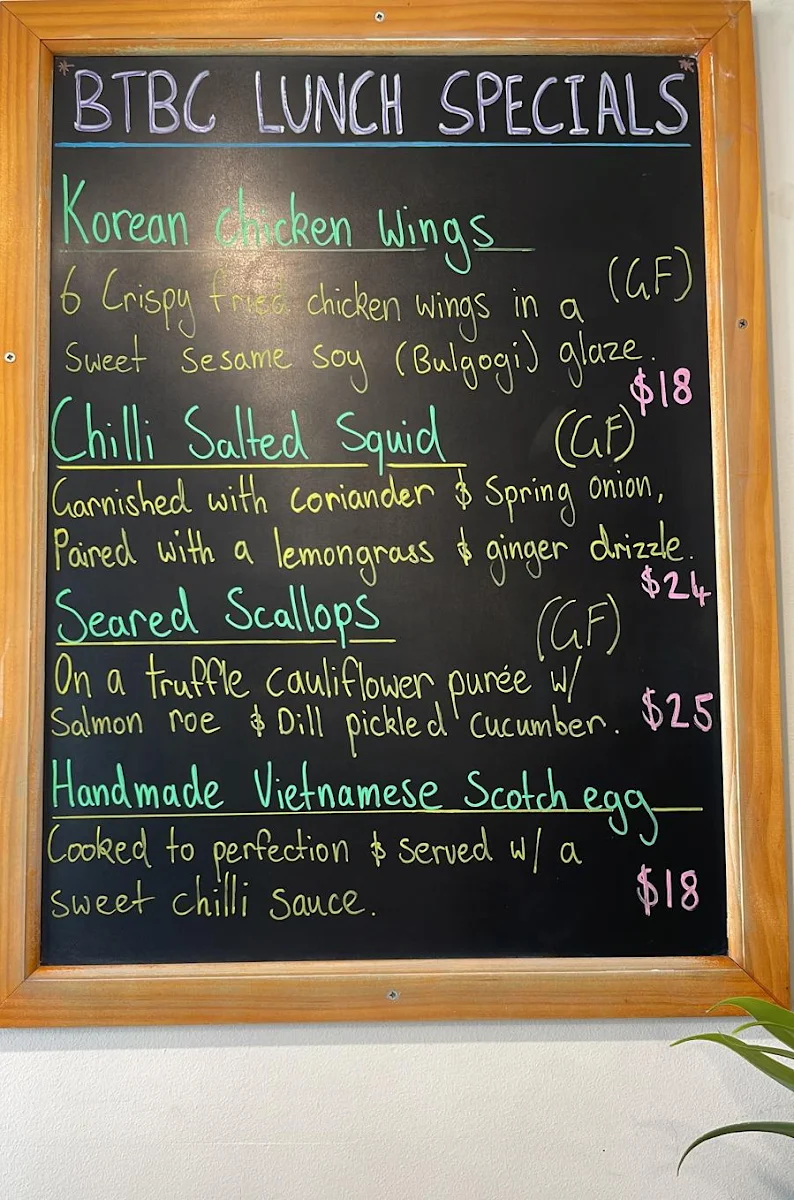 Menu, By the Bay Cafe