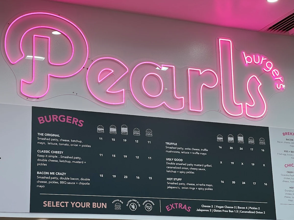 Menu, Pearls Burgers