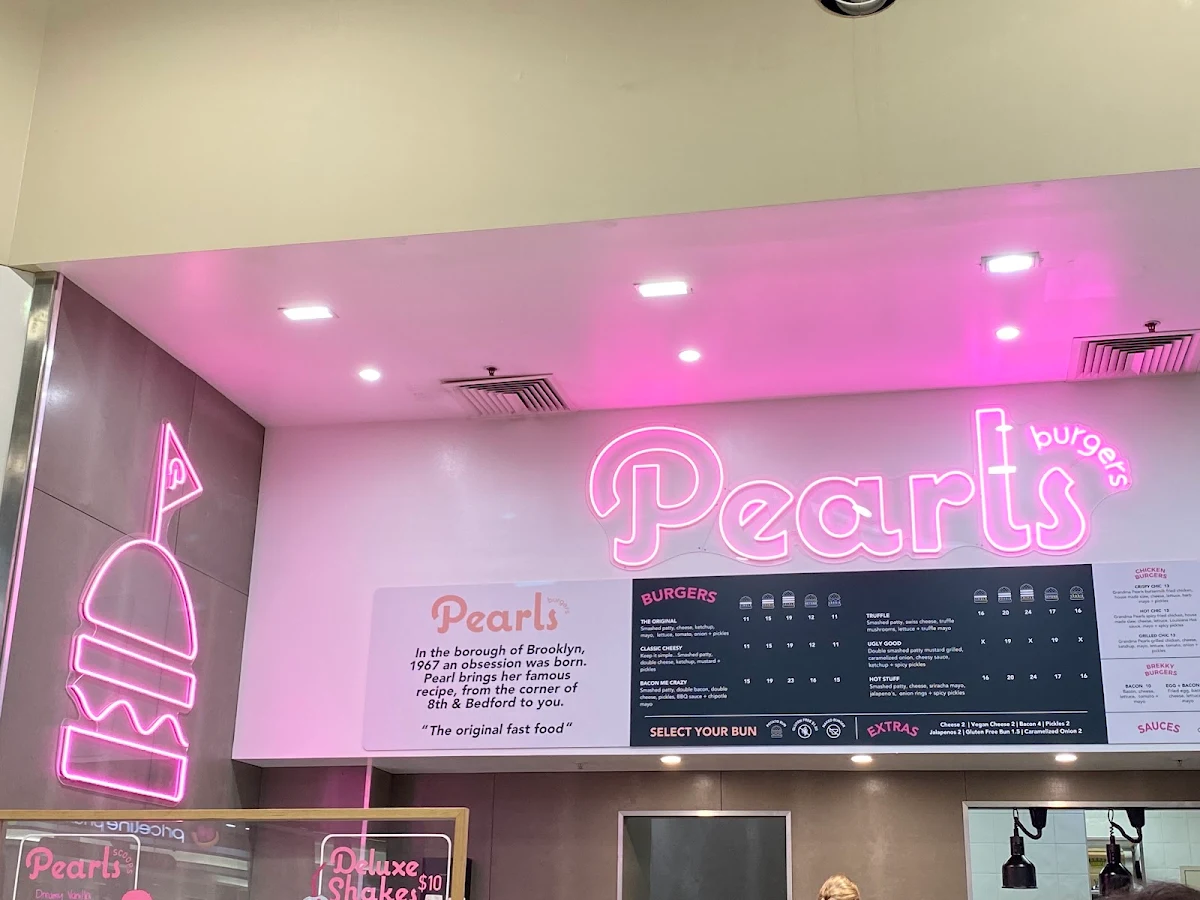 Menu, Pearls Burgers