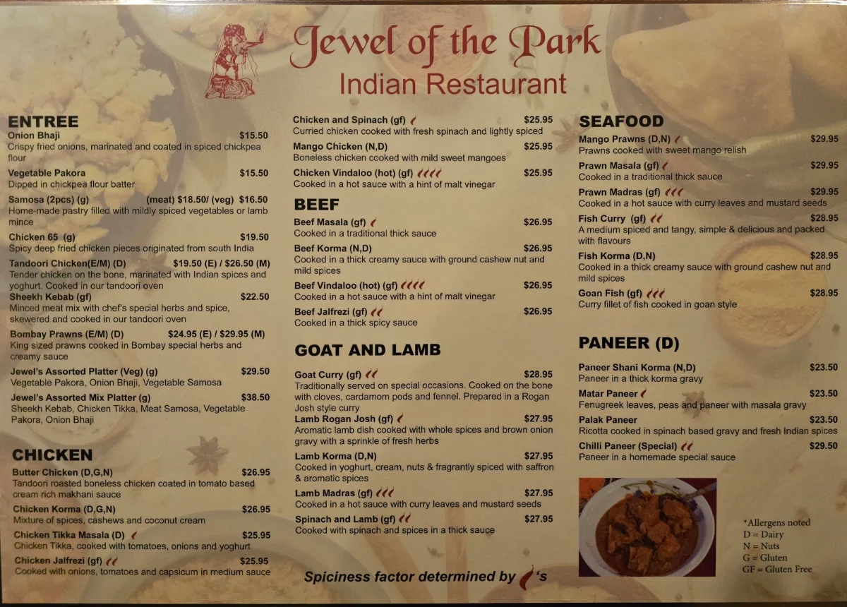 Menu, The Original Jewel of The Park