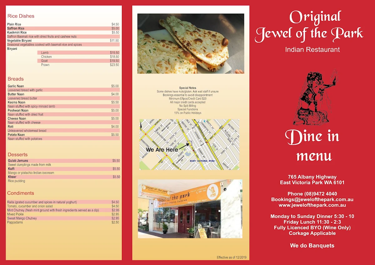 Menu, The Original Jewel of The Park