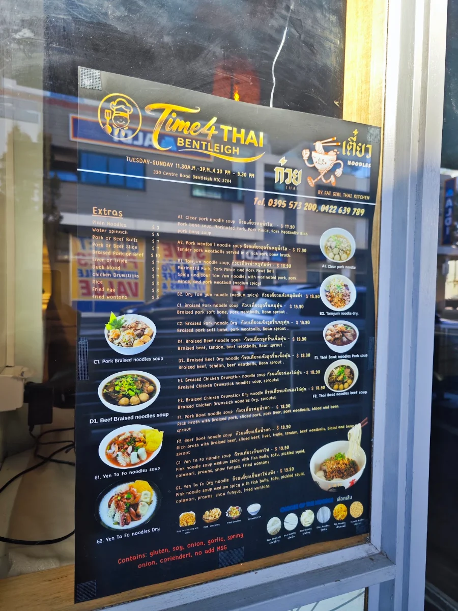 Menu, Time 4 Thai Bentleigh : Best Thai in Bentleigh