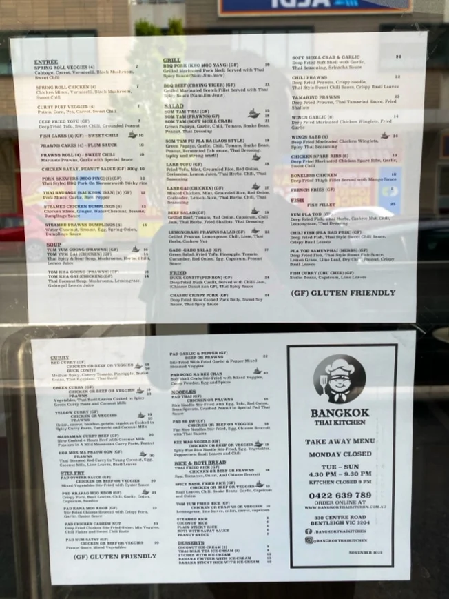 Menu, Time 4 Thai Bentleigh : Best Thai in Bentleigh
